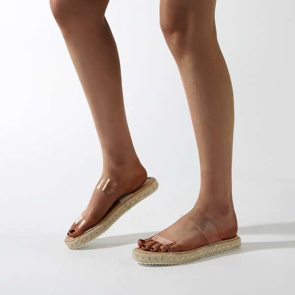 

Clear Espadrille Slide Sandals