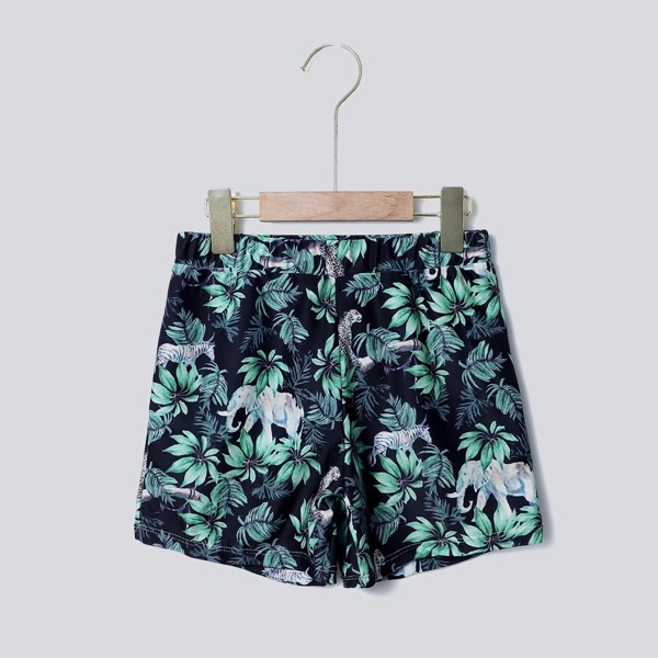 

Boys Random Animal & Plant Print Swim Shorts, Multicolor
