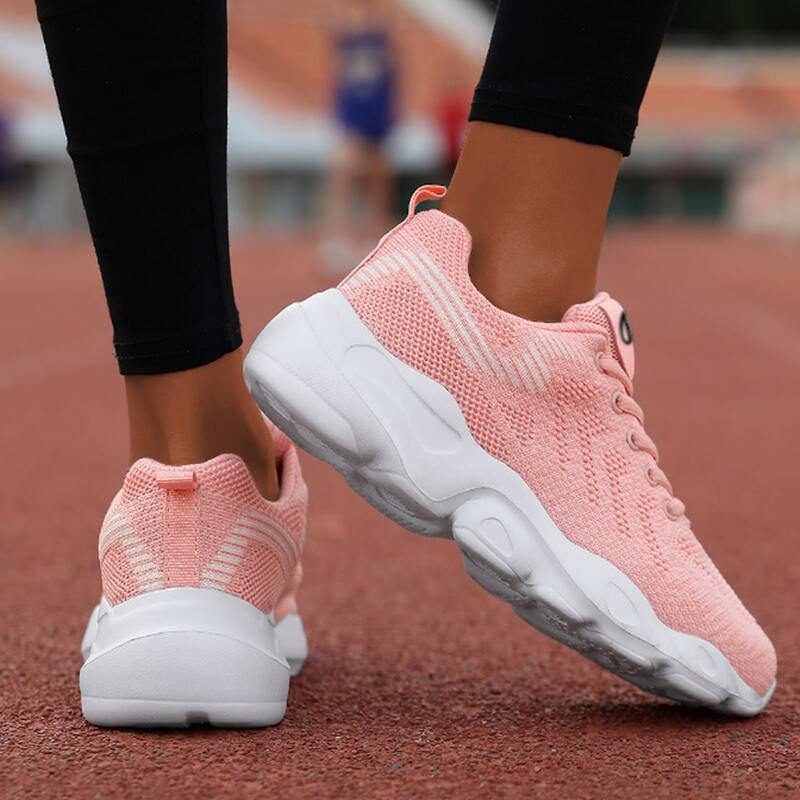 

Striped Lace-up Front Knit Sneakers, Pink