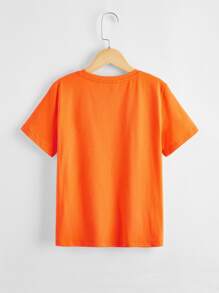 SHEIN Boys Neon Orange Cartoon Graphic Tee - Orange - View 2