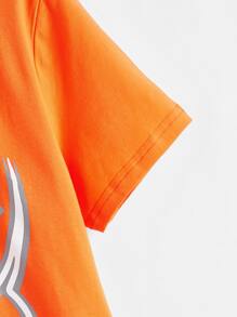 SHEIN Boys Neon Orange Cartoon Graphic Tee - Orange - View 4