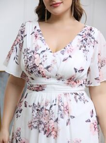 Đầm Plus Size Hoa Thanh lịch - trắng - Xem 3