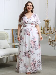 Đầm Plus Size Hoa Thanh lịch - trắng - Xem 4