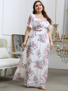 Đầm Plus Size Hoa Thanh lịch - trắng - Xem 5