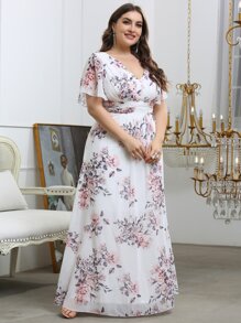 Đầm Plus Size Hoa Thanh lịch - trắng - Xem 6
