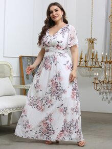 Đầm Plus Size Hoa Thanh lịch - trắng - Xem 7