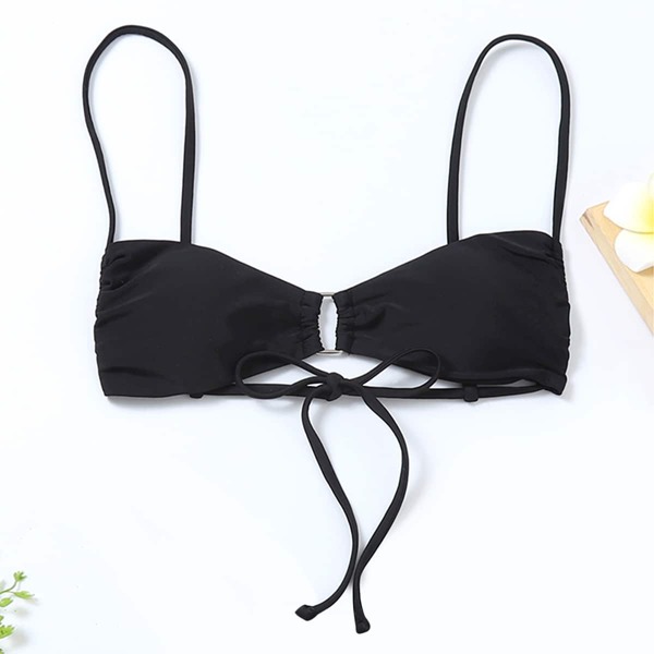 

Buckle Linked Bikini Top, Black