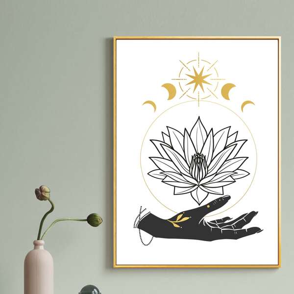 

Lotus Print Unframed Painting, White