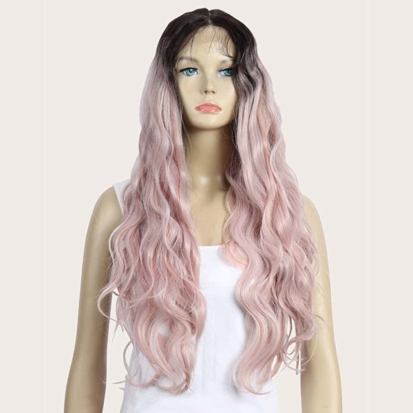 

Long Curly Lace Front Wig, Pink