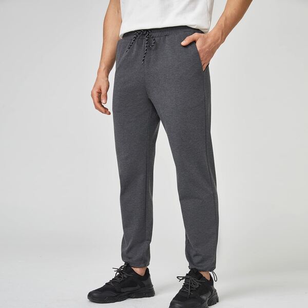 

Men Drawstring Solid Joggers, Dark grey