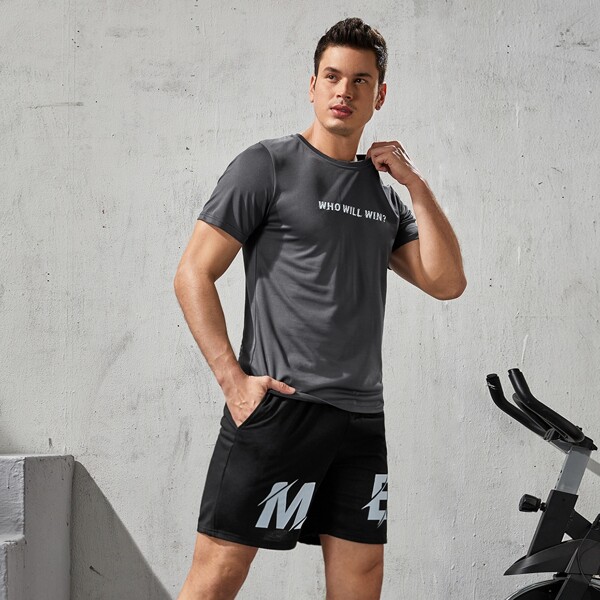 

Men Slogan Graphic Sports Set, Multicolor
