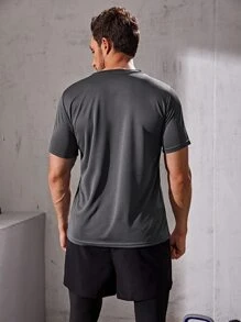 Manfinity Sport Streetwear Camiseta deportiva con estampado de letra respisable - Gris Oscuro - Ver 2