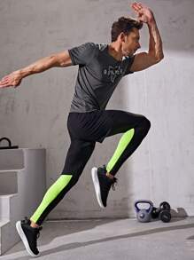 Manfinity Sport Streetwear Camiseta deportiva con estampado de letra respisable - Gris Oscuro - Ver 4