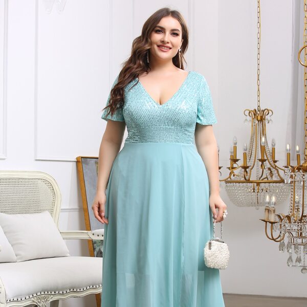 

Plus Contrast Sequin Formal Dress, Mint blue