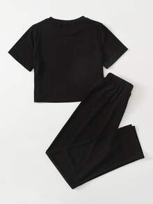 Outfit de dos piezas Letras Casual - Negro - Ver 2