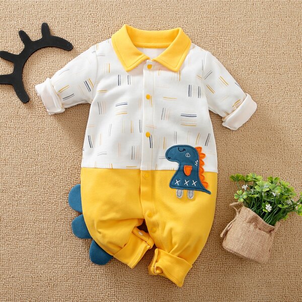 

Baby Boy Cartoon Detail Color Block Jumpsuit, Multicolor