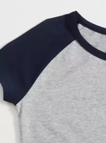 SHEIN EZwear Raglan Sleeve Two Tone Crop Top - Multicolor - View 5