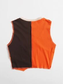 SHEIN Qutie Contrast Stitch Colorblock Tank Top - Multicolor - View 2