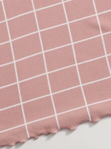 SHEIN Privé Lettuce Trim Grid Bodycon Dress - Dusty Pink - View 4