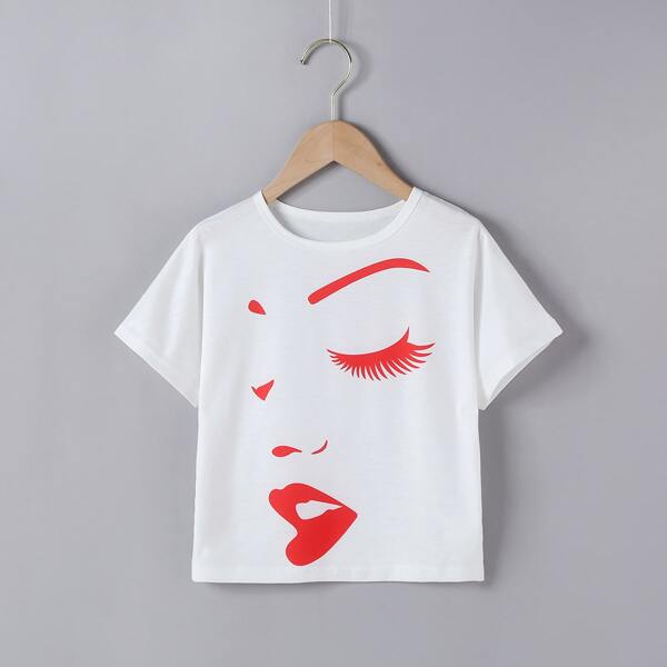 

Toddler Girls Figure Graphic Tee, White