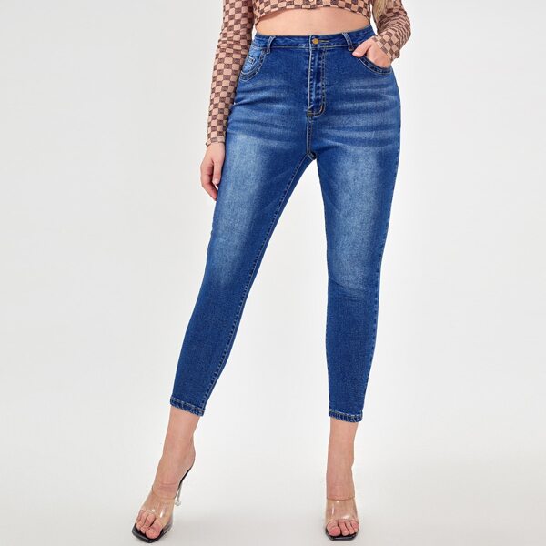 

Plus High Waist Skinny Crop Jeans, Medium wash