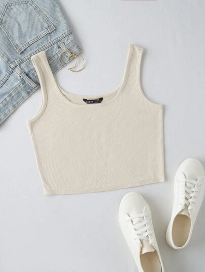 Укороченная майка из трикотажа в рубчик - Топ-100 товаров на SHEIN