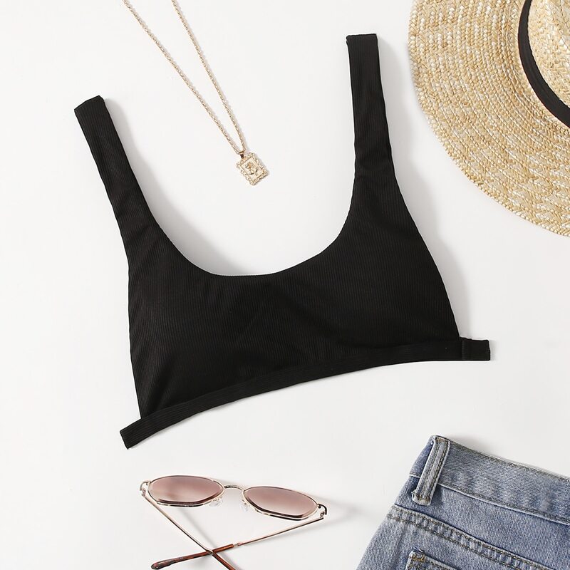 

Solid Bikini Top, Black