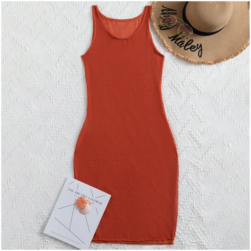 

Hollow Out Mesh Cover Up, Orange