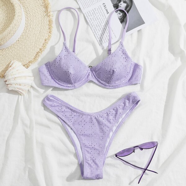 

Schiffy Underwire High Cut Bikini Swimsuit, Purple