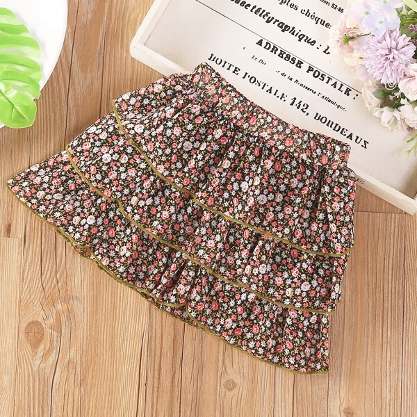 

Toddler Girls Allover Floral Print Layered Skirt, Multicolor