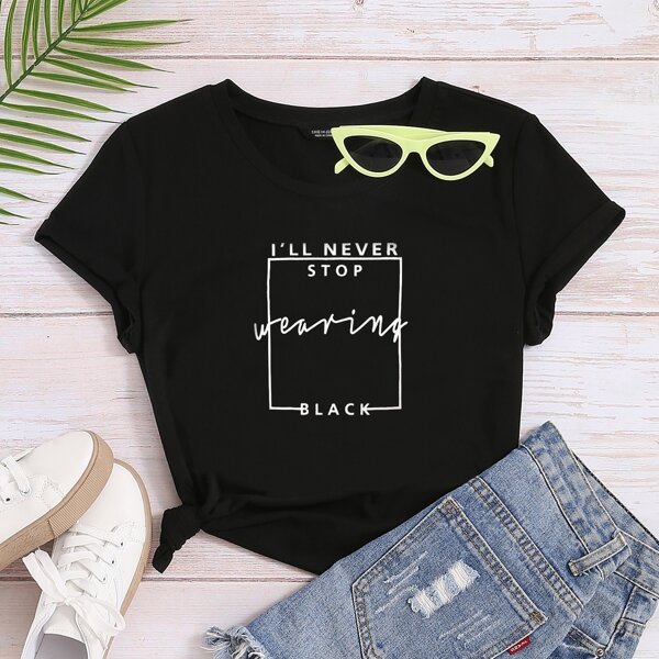 

Plus Slogan Graphic Tee, Black