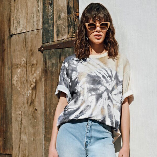 

Drop Shoulder Tie Dye Tee, Multicolor