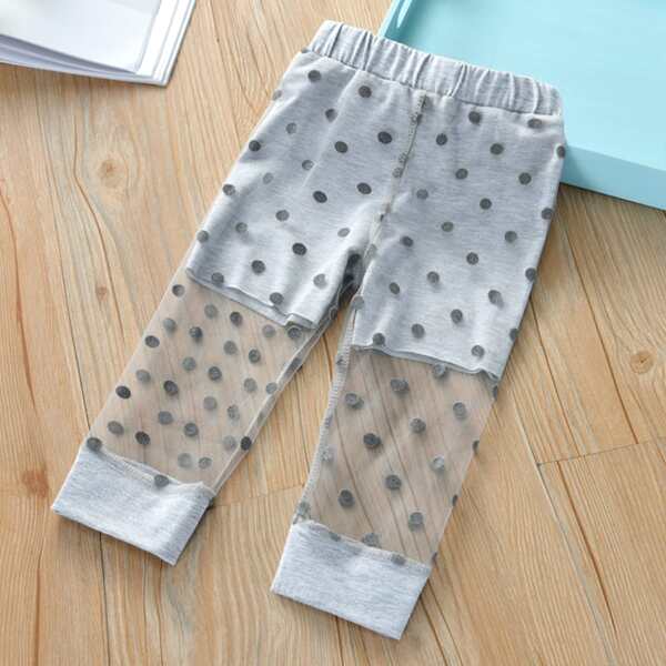 

Toddler Girls Contrast Dobby Mesh Pants, Grey