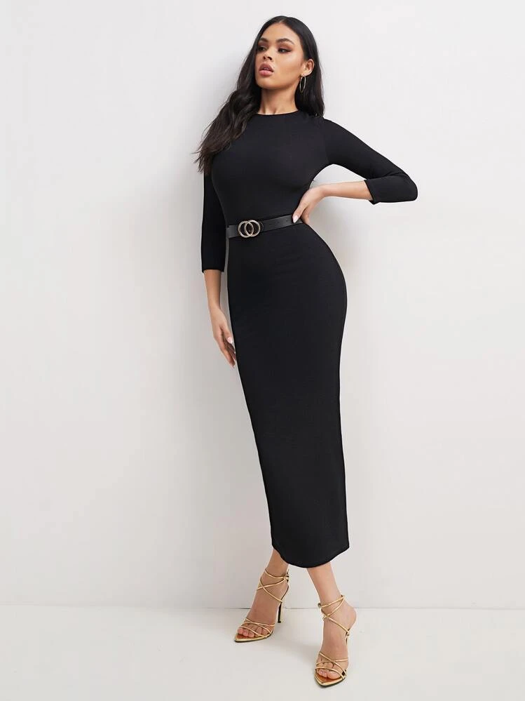 bodycon dress with corset belt HAUTE CUIR - Crescent Leather Corset Belt