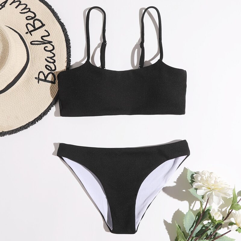 

Solid Bikini Swimsuit, Black