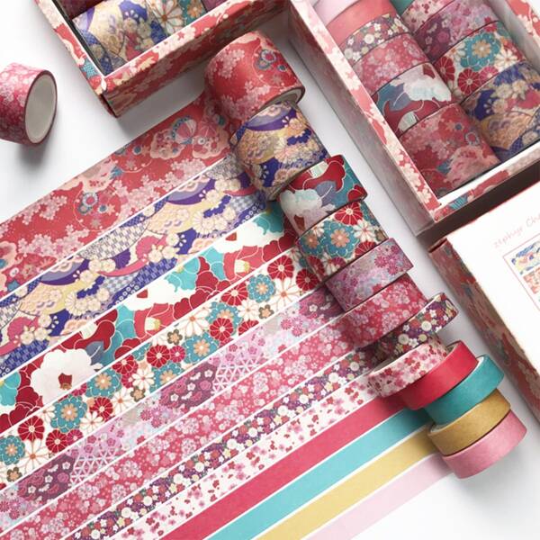 

12rolls Floral Pattern Decorative Tape, Multicolor