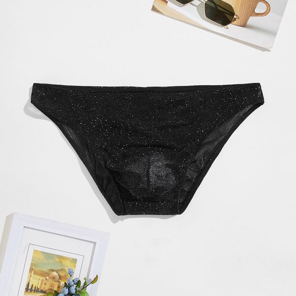 

Men Solid Mesh Brief, Black
