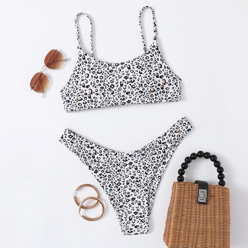 

Leopard High Cut Bikini Swimsuit, Multicolor
