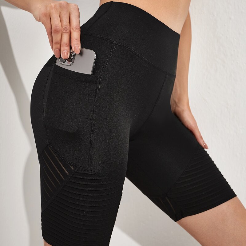 

Solid Sports Shorts With Phone Pocket, Black