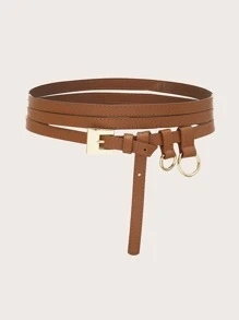 MOTF PREMIUM RING DECOR SKINNY BELT - Brown - View 2