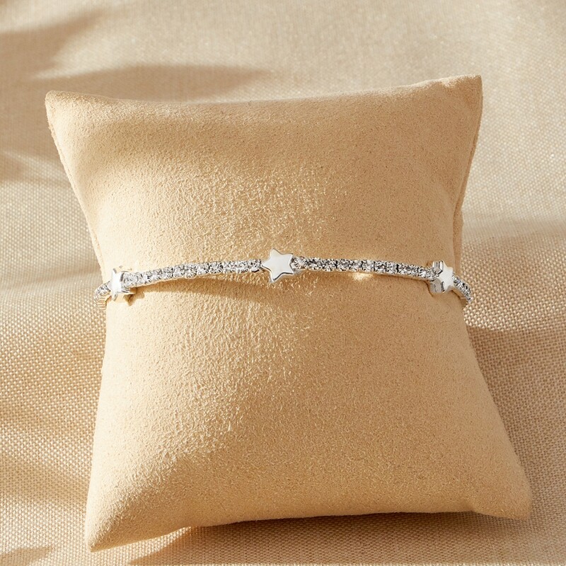 

Star Decor Rhinestone Bracelet, Silver