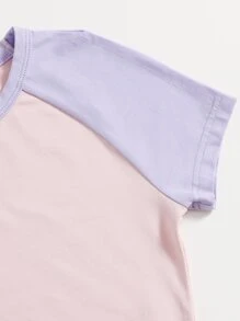 Muchica Raglan Sleeve Two Tone Crop Top - Multicolor - View 3