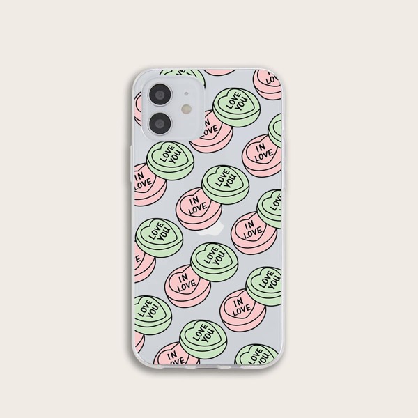 

Heart Print Clear iPhone Case