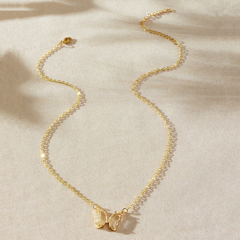 

Crystal Butterfly Pendant Necklace, Gold