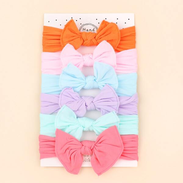

6pcs Girls Bow Knot Decor Headband, Multicolor
