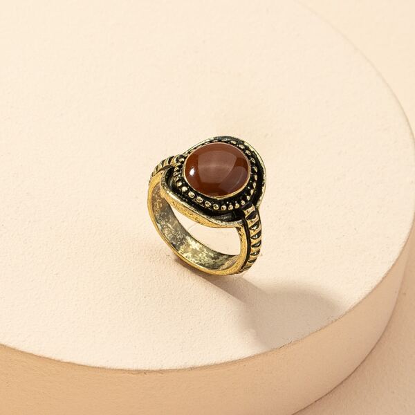 

Vintage Textured Metal Ring, Gold
