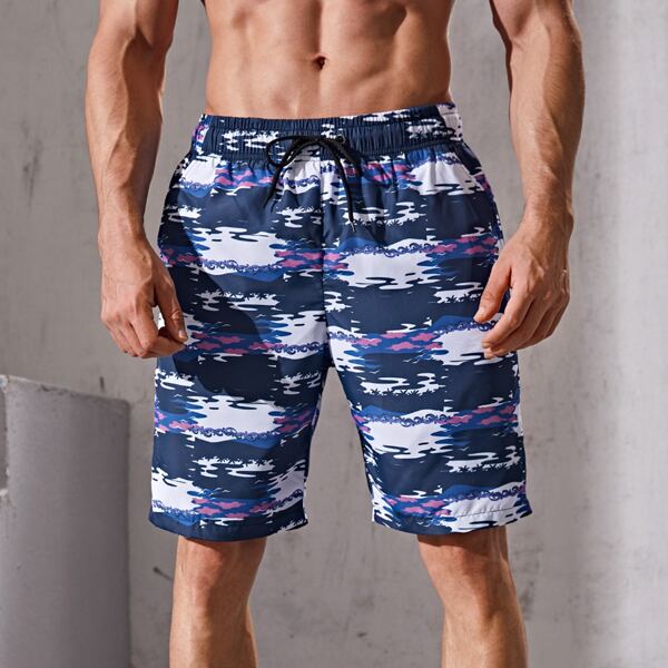 

Men Color Block Drawstring Waist Sports Shorts, Multicolor