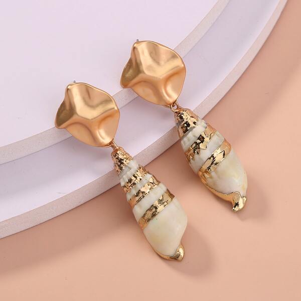 

Gold Plated Conch Drop Earrings, Multicolor