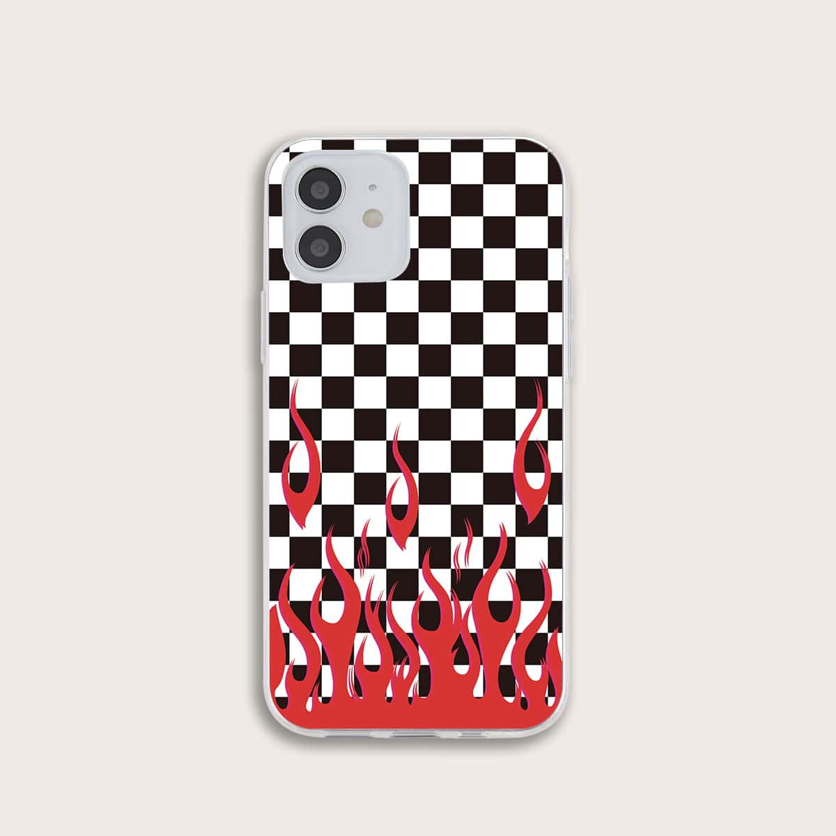 

Fire Pattern Checkered iPhone Case, Red