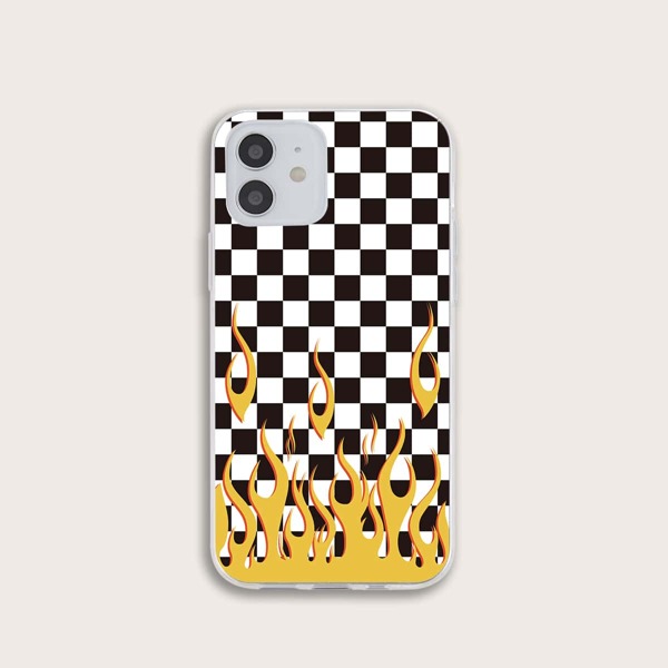 

Fire Pattern Checkered iPhone Case, Yellow